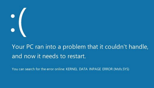Фото ошибки kernel data inpage error Windows 7, 8 и 10