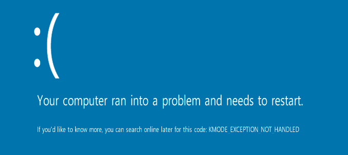  фото ошибки kmode exception not handled на Windows 10