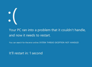 System thread exception not handled windows 10 что делать