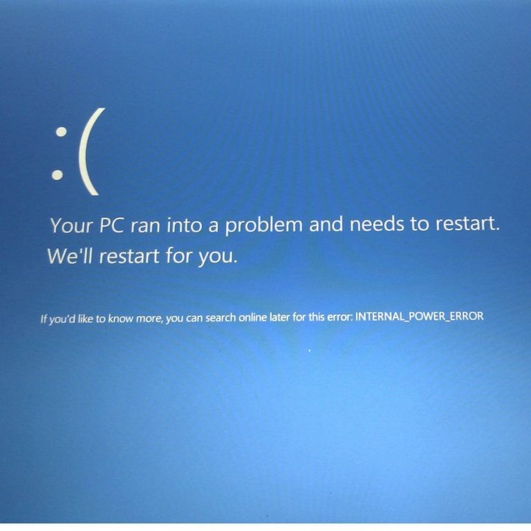 Internal power error windows 10 как исправить